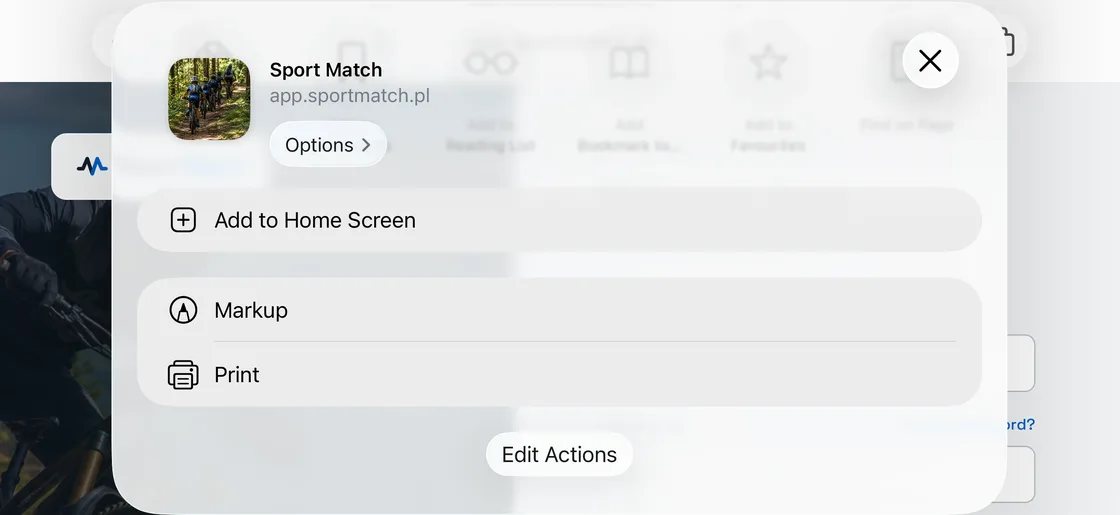 Screenshot: Tap Add to Home Screen.