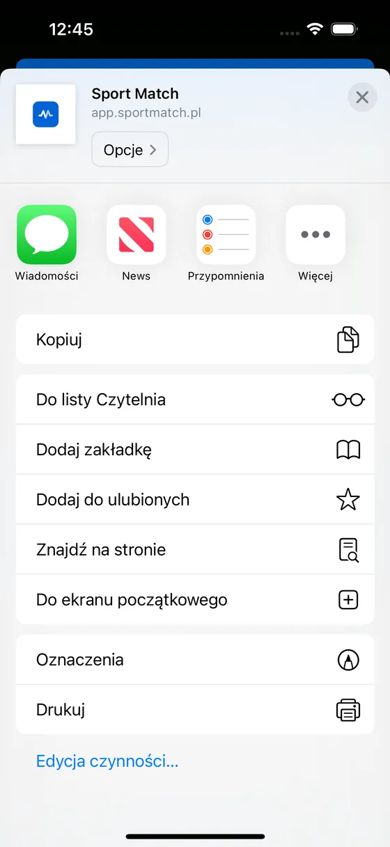 Zrzut ekranu: Przewiń w dół i dotknij Do ekranu początkowego.