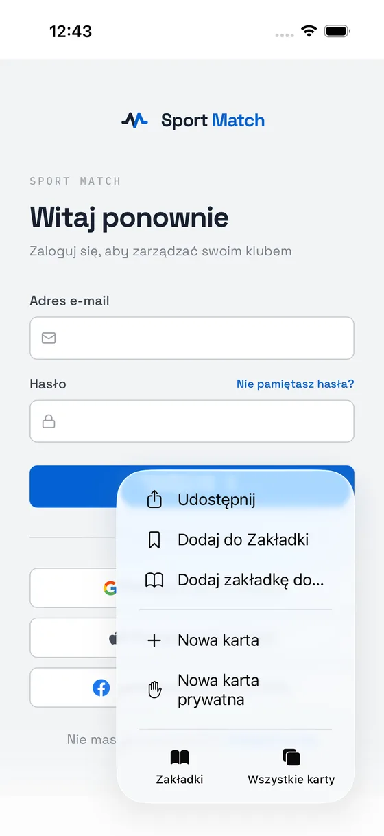 Zrzut ekranu: Dotknij Udostępnij.