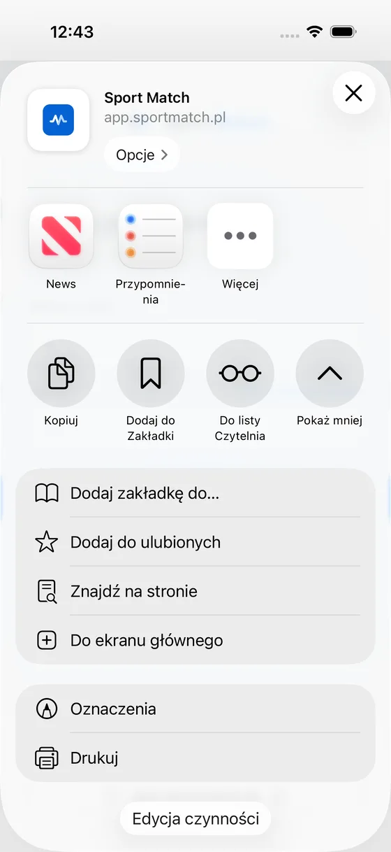 Zrzut ekranu: Dotknij Do ekranu głównego.